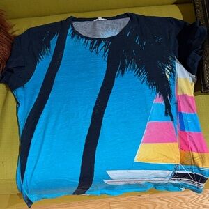 Orlebar Brown Colorful Sailboat Graphic T-Shirt size XL